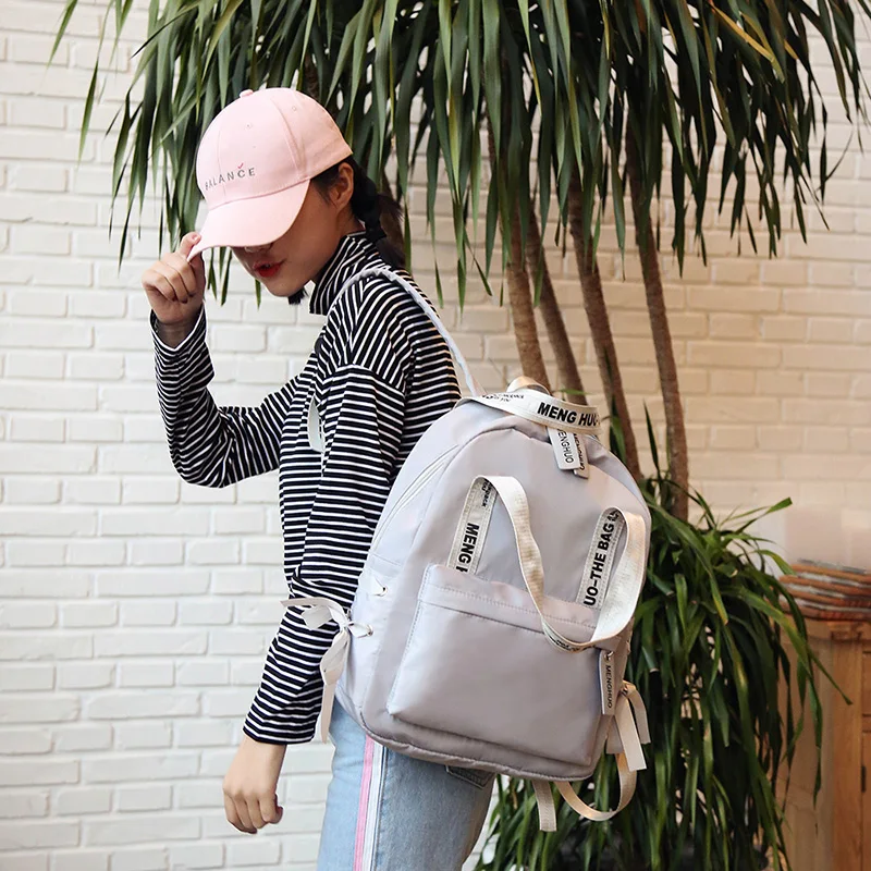 Menghuo Large Capacity Backpack Women Preppy School Bags For Teenagers Female Nylon Travel Bags Girls Bowknot Backpack Mochilas (31)