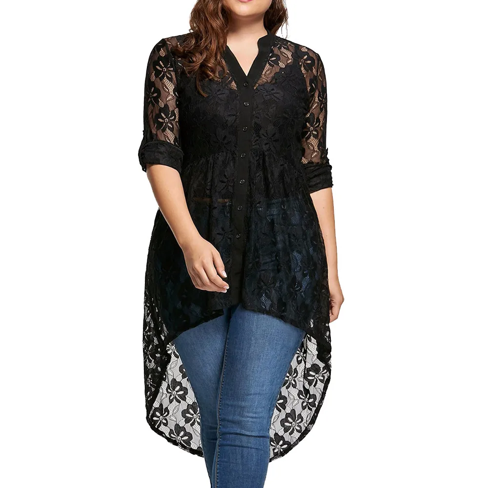 womens plus size tops and blouses Long Sleeve Lace Perspective Button Up Female summer clothes blusas mujer
womens plus size tops and blouses Long Sleeve Lace Perspective Button Up Female summer clothes blusas mujer