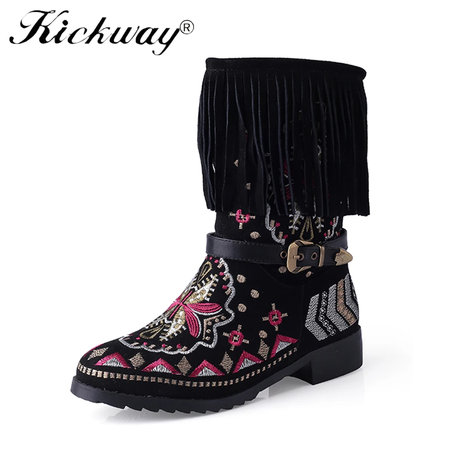 Kickway Autumn Winter Chinese Women Boots Embroidered Ethnic Mid Calf Boots Woman Breathable Ladies Tassel Shoes Zapato Mujer 43
Kickway Autumn Winter Chinese Women Boots Embroidered Ethnic Mid Calf Boots Woman Breathable Ladies Tassel Shoes Zapato Mujer 43
