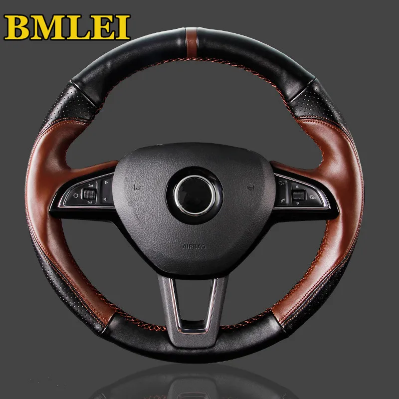 Black DIY Genuine Leather Car Steering Wheel Cover Wrap Case Braid for Skoda rapid superb kodiaq karoq octavia yeti
Black DIY Genuine Leather Car Steering Wheel Cover Wrap Case Braid for Skoda rapid superb kodiaq karoq octavia yeti