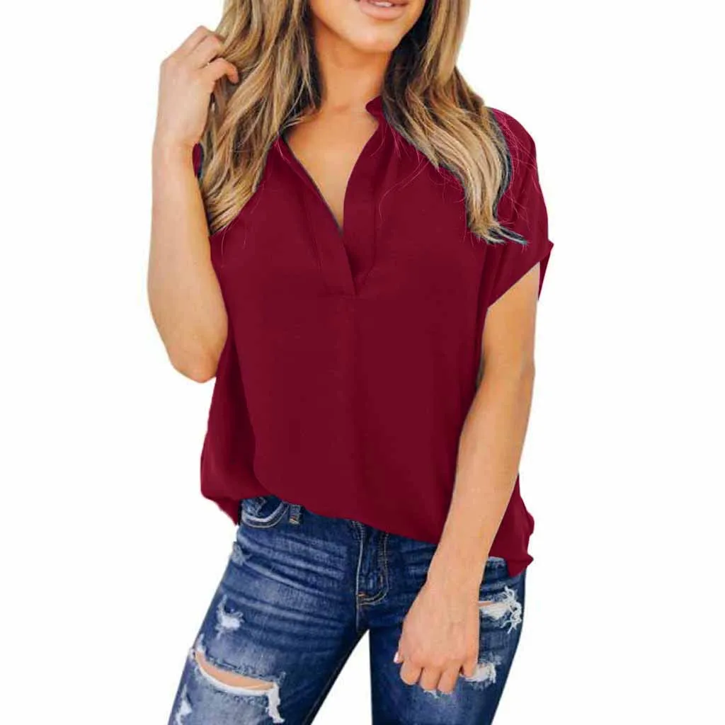 Women pulovers top female Hot Sale Fashion Ladies Summer Chiffon Solid Short Sleeve Casual Shirt Tops T-Shirt D300527
Women pulovers top female Hot Sale Fashion Ladies Summer Chiffon Solid Short Sleeve Casual Shirt Tops T-Shirt D300527