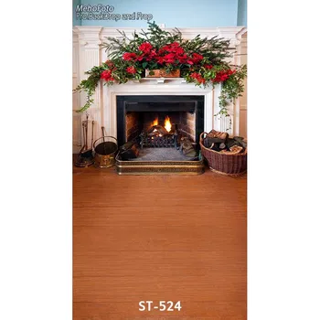 

Christmas background vinyl photography backdrops Computer Printed christmas fire place for Photo studio ST-524