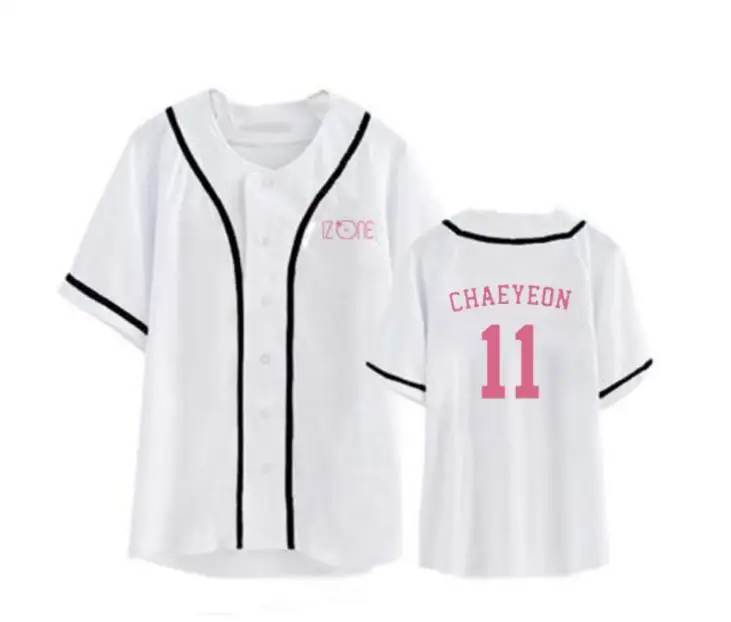 New arrival izone member name printing sing breasted baseball t shirt kpop summer fashion black/white short sleeve t-shirt
New arrival izone member name printing sing breasted baseball t shirt kpop summer fashion black/white short sleeve t-shirt