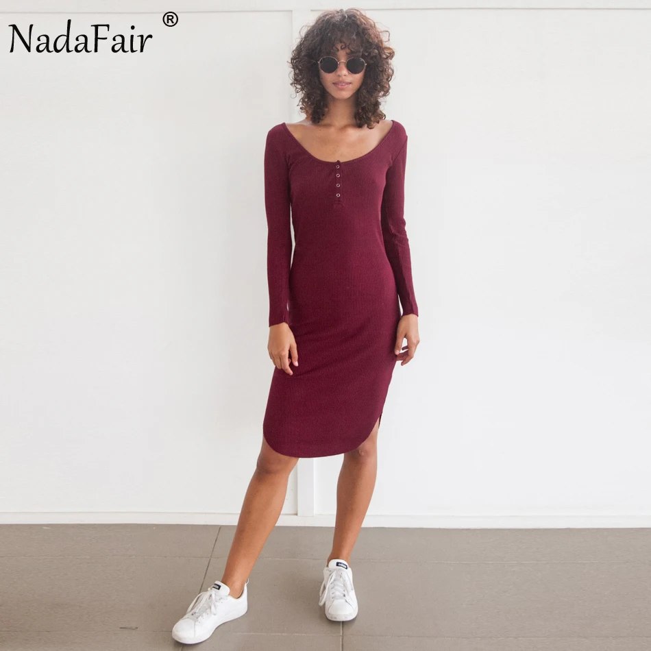 Nadafair Long Sleeve O Neck Single-breasted Round Hem Sexy Club Party Dresses Skinny Low Cut Knitted Cotton Women Autumn Dress
Nadafair Long Sleeve O Neck Single-breasted Round Hem Sexy Club Party Dresses Skinny Low Cut Knitted Cotton Women Autumn Dress