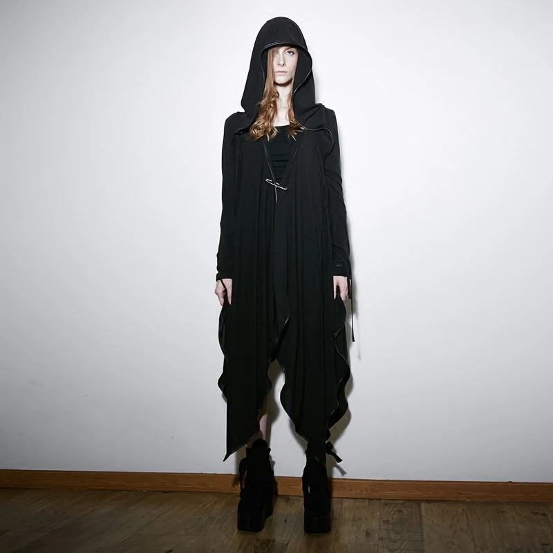 PUNK RAVE Women Gothic Vampire Witch Hooded Irregular Cardigan Fashion Punk Rock Streetwear Women Trench Coat
PUNK RAVE Women Gothic Vampire Witch Hooded Irregular Cardigan Fashion Punk Rock Streetwear Women Trench Coat