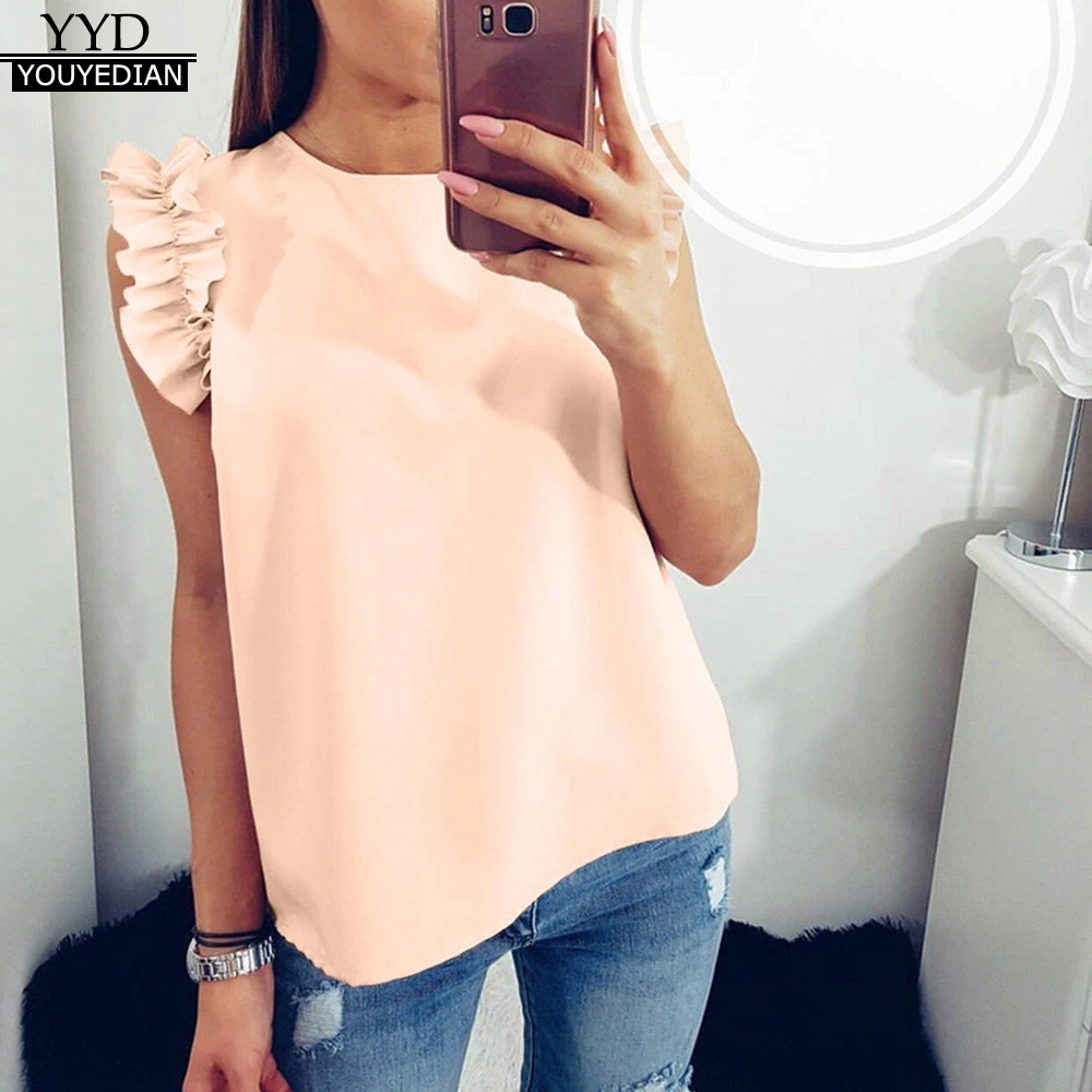 Summer Tops For Womens Tops and Blouses 2018 Streetwear Ruffle Sleeveless White Shirts Tunic Ladies Top Womens Clothing
Summer Tops For Womens Tops and Blouses 2018 Streetwear Ruffle Sleeveless White Shirts Tunic Ladies Top Womens Clothing