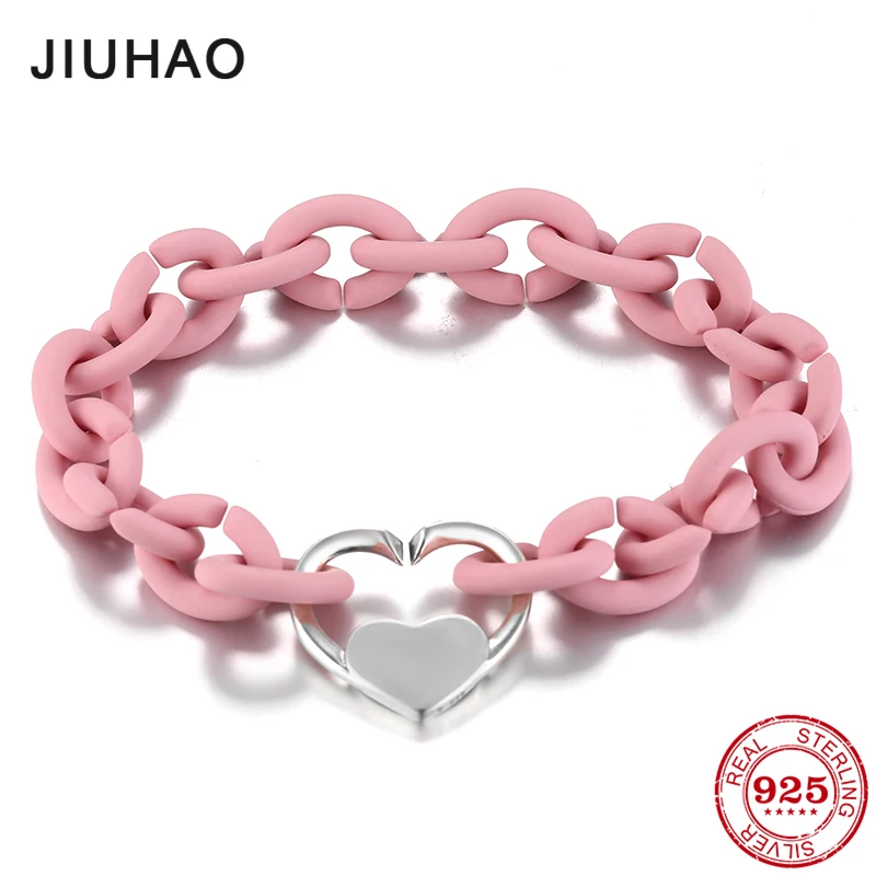 925 Sterling Silver Heart Charm Beaded Bracelet pink European rubber X bracelets Jewellery For Women Men Jewelry gifts
925 Sterling Silver Heart Charm Beaded Bracelet pink European rubber X bracelets Jewellery For Women Men Jewelry gifts