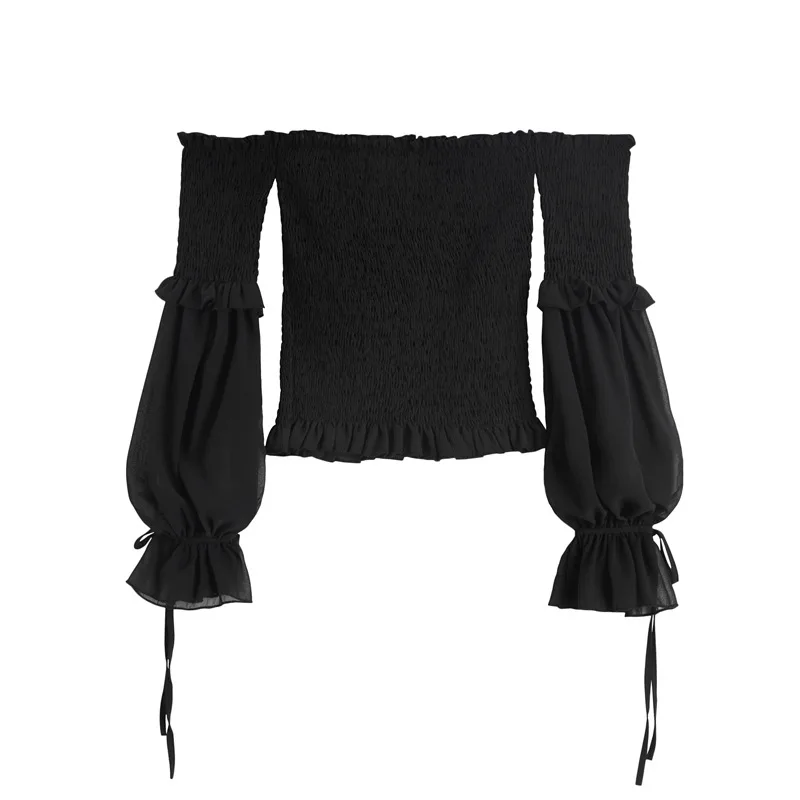Fashionable Korean version of one-word collar foam Sleeve Chiffon black long sleeve cautious machine Shoulder-exposed jacket
Fashionable Korean version of one-word collar foam Sleeve Chiffon black long sleeve cautious machine Shoulder-exposed jacket