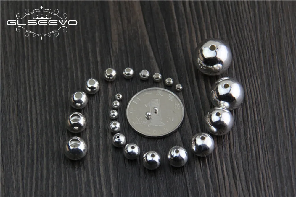 100 шт 2 мм-16 мм серебряные бусины 925 пробы DIY браслет ожерелье Круглые для