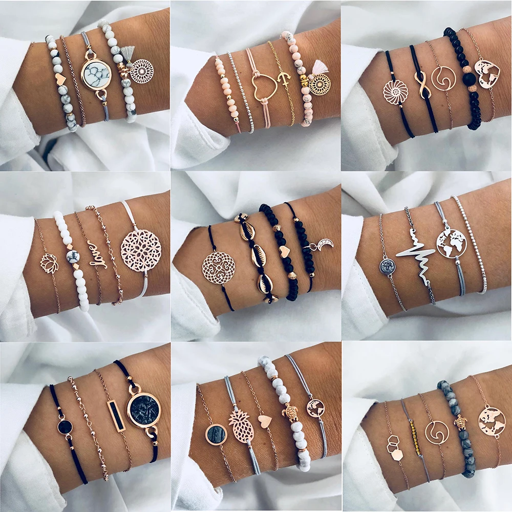 30 Style Boho Bangle Elephant Heart Shell Star Moon Bow Map Crystal Bead Bracelet Women Charm Party Wedding Jewelry Accessories
30 Style Boho Bangle Elephant Heart Shell Star Moon Bow Map Crystal Bead Bracelet Women Charm Party Wedding Jewelry Accessories