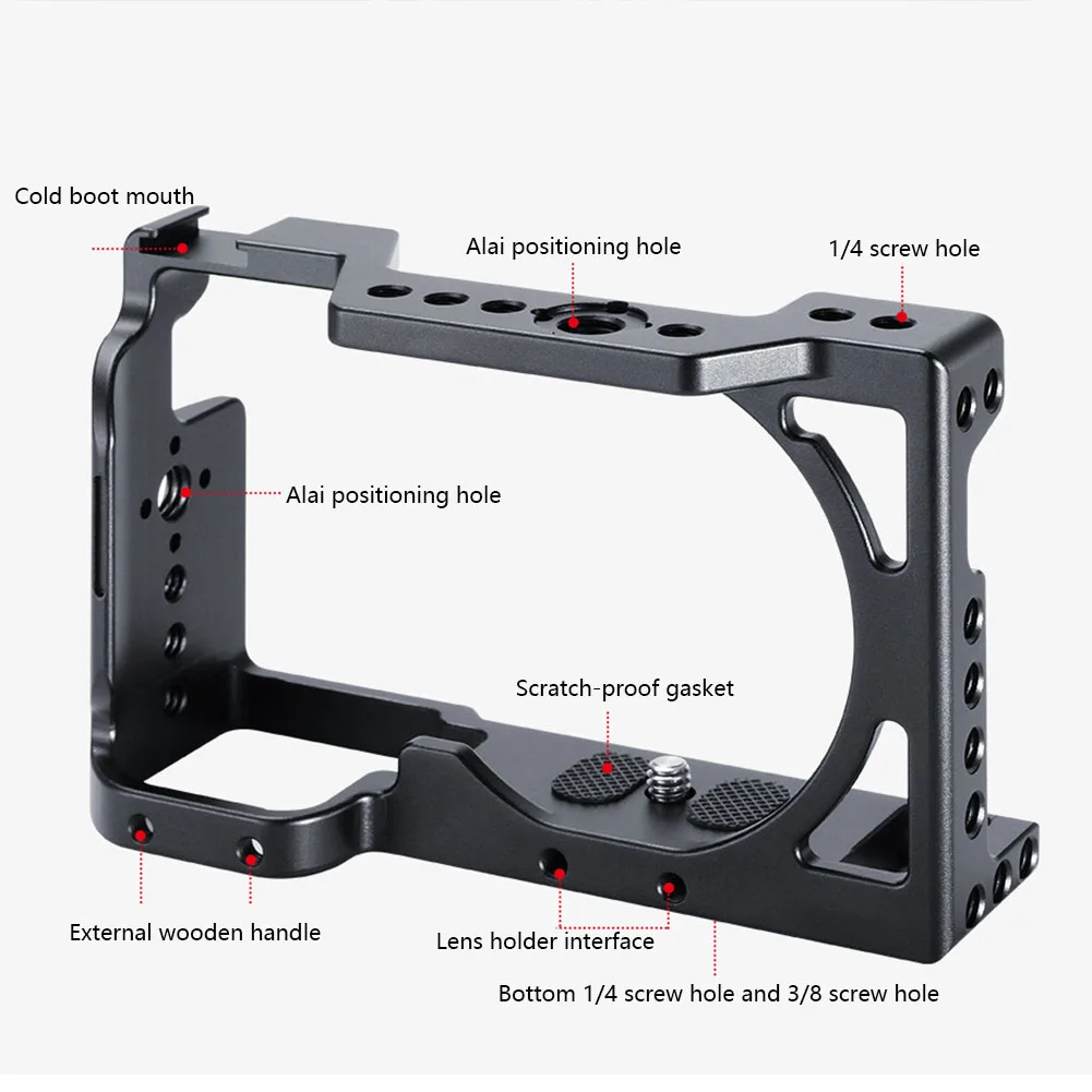 Handheld Accessories Vlogging Holder Mount Camera Cage Aluminum Alloy Black Stabilizer Portable Lightweight For Sony A6400
Handheld Accessories Vlogging Holder Mount Camera Cage Aluminum Alloy Black Stabilizer Portable Lightweight For Sony A6400