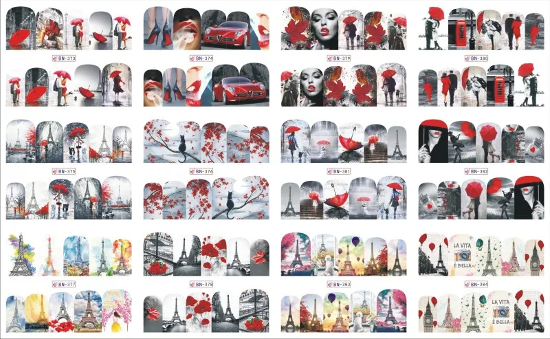 12 in One Fashion Girl/Umbrella/Car/Eiffel Tower Nail Art Water Slide Decals Charming Full Nail Stickers For Salon
12 in One Fashion Girl/Umbrella/Car/Eiffel Tower Nail Art Water Slide Decals Charming Full Nail Stickers For Salon
