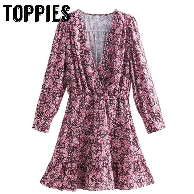 2019 Spring Sweet Floral Printing Pink Mini Dress Women Long Sleeve V-Neck Party Dress Ruffles Hem Vestidos
2019 Spring Sweet Floral Printing Pink Mini Dress Women Long Sleeve V-Neck Party Dress Ruffles Hem Vestidos