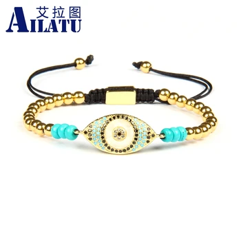 Ailatu Luxury Mens Bracelet Micro Pave Shell Eye Braiding Bracelet with 4mm Stainless Steel & Natural Blue Howlite Stone Beads
Ailatu Luxury Mens Bracelet Micro Pave Shell Eye Braiding Bracelet with 4mm Stainless Steel & Natural Blue Howlite Stone Beads