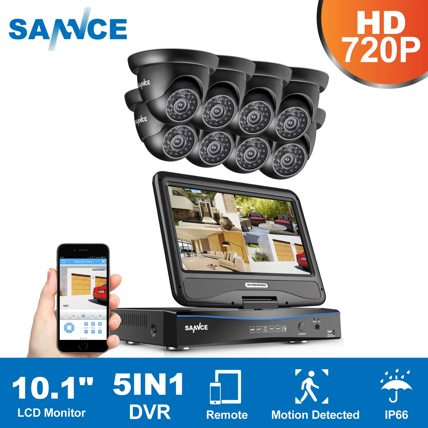 SANNCE 8CH CCTV System 10.1inch displayer DVR 8PCS 720P HD Dome Video Surveillance Home Security Camera System
SANNCE 8CH CCTV System 10.1inch displayer DVR 8PCS 720P HD Dome Video Surveillance Home Security Camera System