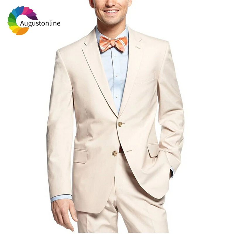 

Beige Men Suits Slim Fit Wedding Groom Tuxedos 2 Pieces (Jacket+Pants) Bridegroom Set Best Man Prom Wear Blazer