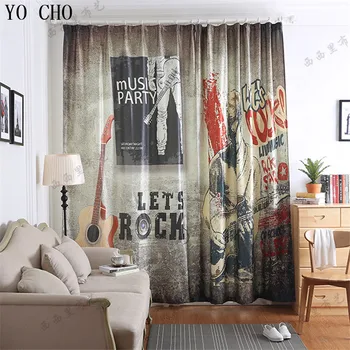 YO CHO velvet cotton cortina 3d blackout curtains Retro cartoon rideaux English alphabet guitar curtains for living bedroom
YO CHO velvet cotton cortina 3d blackout curtains Retro cartoon rideaux English alphabet guitar curtains for living bedroom