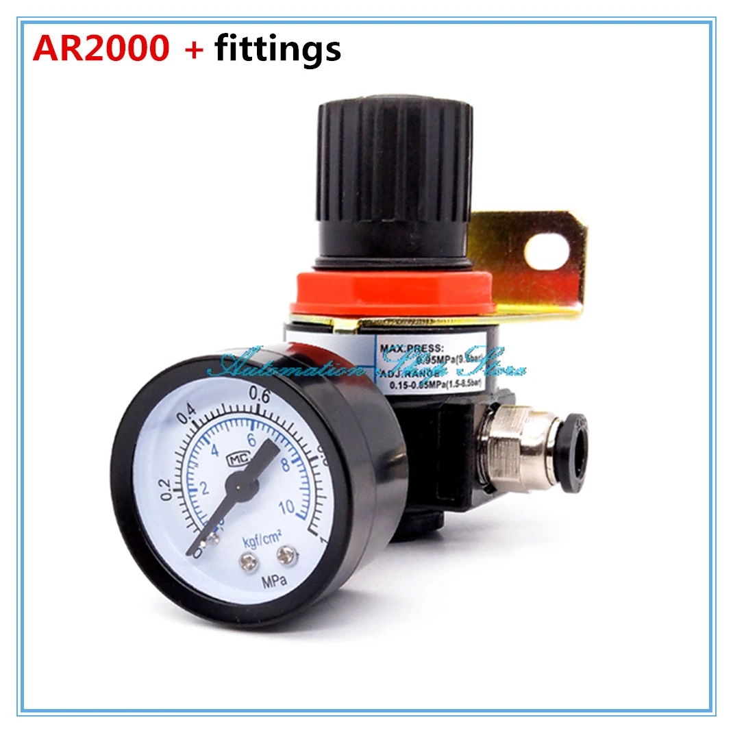

AR2000 G1/4" Pneumatic Air Compressor Pressure Regulator Reduction Valve AR-2000 W fittings 4 6 8 10 12mm