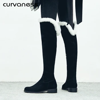 Curvaness Women's Boots Elegant Winter Leather Wool Boots Women's Boots Over The Knee Boots Square High Heels Dexy Round Shoes
Curvaness Women's Boots Elegant Winter Leather Wool Boots Women's Boots Over The Knee Boots Square High Heels Dexy Round Shoes