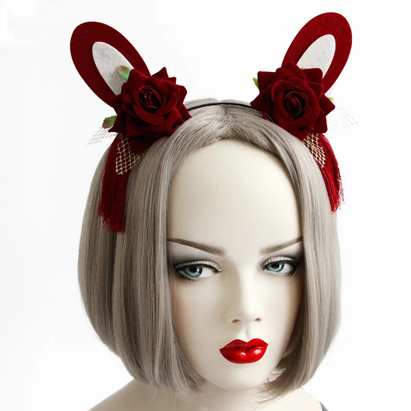 Headbands Women Girl Cosplay Red Flower Rose Bunny Rabbit Ears Tassel Filigree Fancy Dress Ball Hairband Hair Hoop Accessories
Headbands Women Girl Cosplay Red Flower Rose Bunny Rabbit Ears Tassel Filigree Fancy Dress Ball Hairband Hair Hoop Accessories