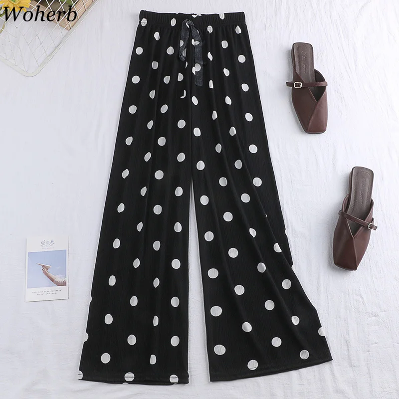 Woherb 2019 Summer Thin Wide Leg Pants Vintage Polka Dot Print Elastic High Waist Pants Korean Ladies Casual Trousers 22832
Woherb 2019 Summer Thin Wide Leg Pants Vintage Polka Dot Print Elastic High Waist Pants Korean Ladies Casual Trousers 22832