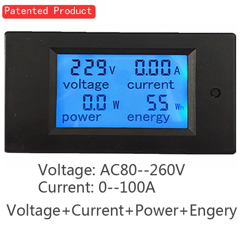 LCD Digital Display AC80-260V 0-100A 45-60Hz Voltmeter/Ammeter/ Energy Meter/Power Meter/ Electric Power Monitor Bulit-in Shunt
LCD Digital Display AC80-260V 0-100A 45-60Hz Voltmeter/Ammeter/ Energy Meter/Power Meter/ Electric Power Monitor Bulit-in Shunt