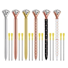 22 צבע גדול יהלומי גביש פנינת עט כדורי עטים טבעת חתונה מתכת BallPen Kawaii קסום עט אופנה בית ספר ציוד משרדי(China)