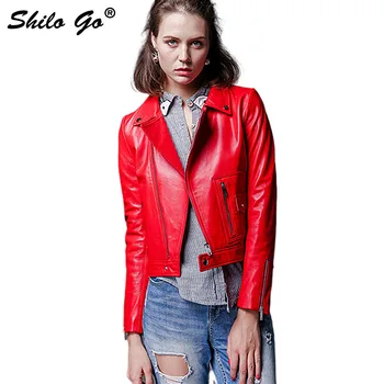 SHILO GO Leather Jacket Womens Autumn Fashion sheepskin genuine Leather coat metal button lapel zipper slim locomotive jacket
SHILO GO Leather Jacket Womens Autumn Fashion sheepskin genuine Leather coat metal button lapel zipper slim locomotive jacket