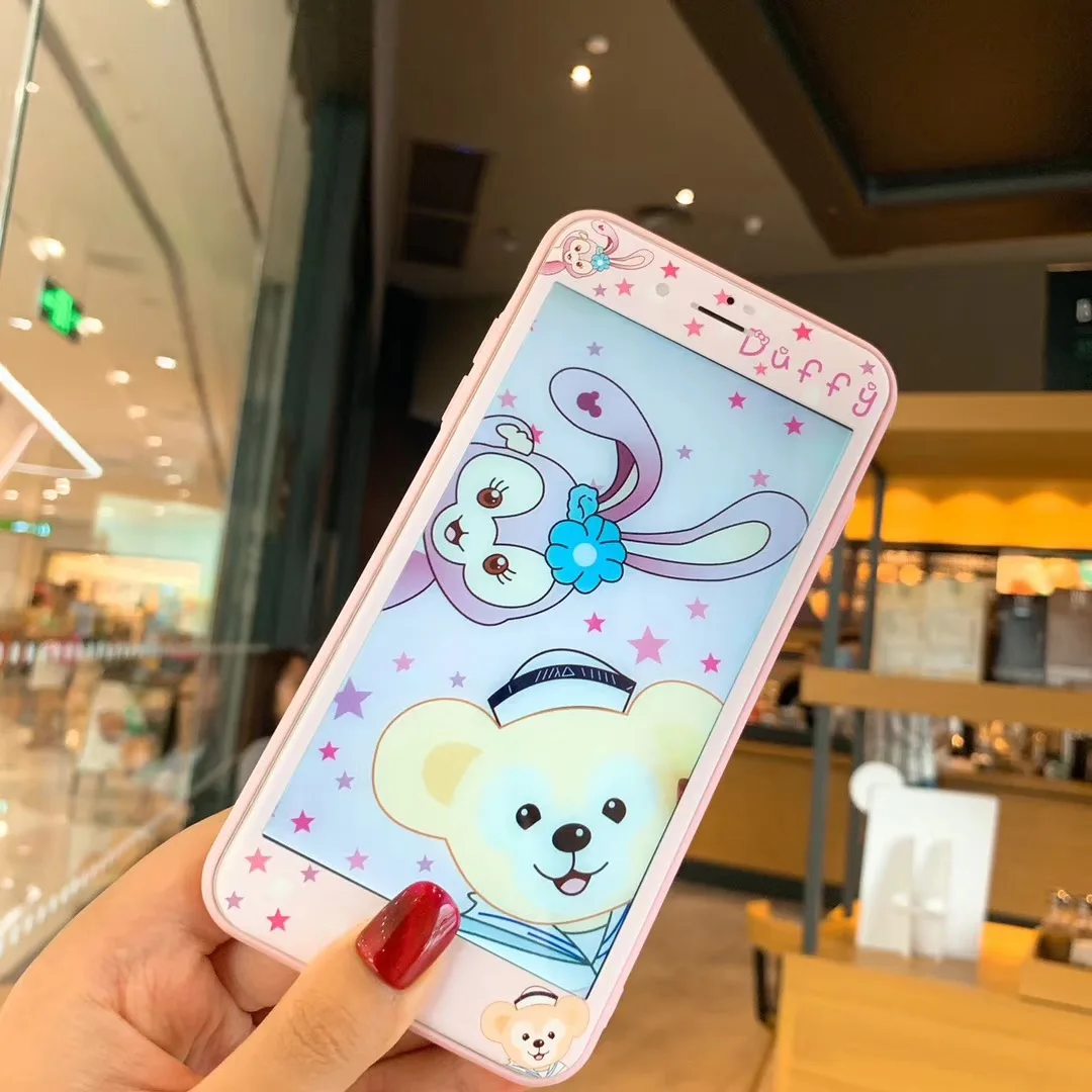 

Cartoon Duffy Bear Stella Lou My Melody Twin Stars Pattern Screen Protector for iPhone 8 7 6 6S Plus Tempered Glass 3D 9H Film