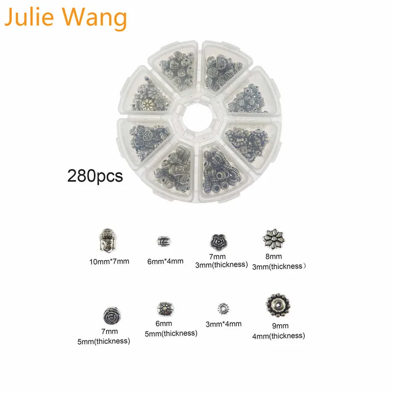 Julie Wang 280PCS/BOX Antique Silver Mixed Flower Buddha Head Beads Accessories Set Necklace Earring Bracelet Jewelry Making
Julie Wang 280PCS/BOX Antique Silver Mixed Flower Buddha Head Beads Accessories Set Necklace Earring Bracelet Jewelry Making