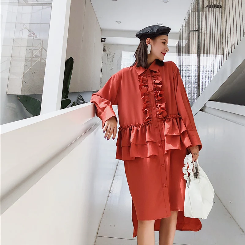 2019 Spring and Summer Ruffles Red Blouse Women Casual Loose Fungus Shirt Streetwear Long Sleeve
2019 Spring and Summer Ruffles Red Blouse Women Casual Loose Fungus Shirt Streetwear Long Sleeve