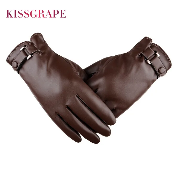 Image New Arrival Fashion PU Leather Gloves Men s Winter Warm Leather Gloves Classical Driving Gloves Touch Screen Mittens for man