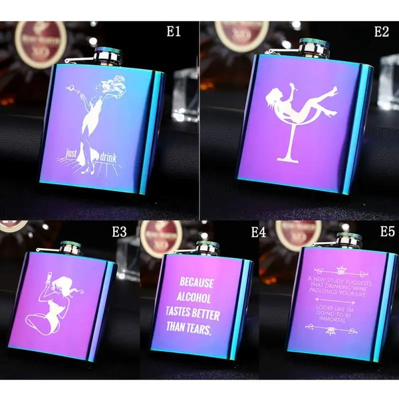1PC Portable Hip flask 6 oz Flat Pot Bottle Vodka Bottle Magic Color Stainless Steel Hip Flask Bottle English Painting Girl Gift
1PC Portable Hip flask 6 oz Flat Pot Bottle Vodka Bottle Magic Color Stainless Steel Hip Flask Bottle English Painting Girl Gift