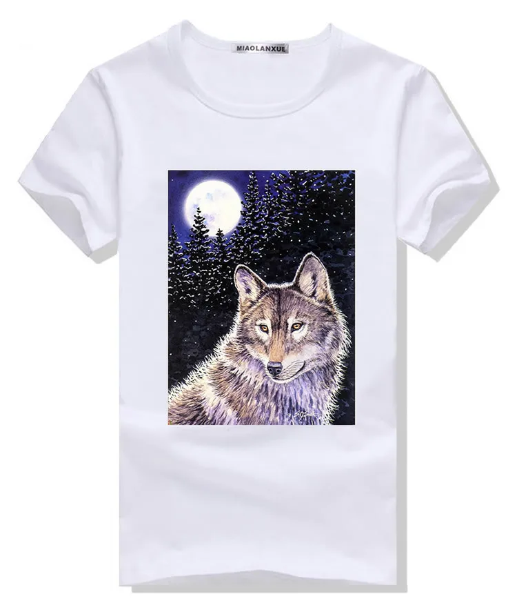 

3D 95% Cotton T Shirt Men Creative Cool Print Wolves Tops Tees for Guyes 2018 New Arrival Cheap Clothing China High Quality G112