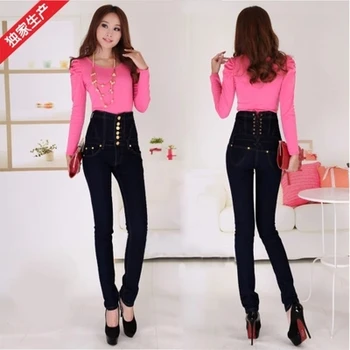 Dongkuan female elastic waist jeans Slim thin leggings feet pencil pants pants large yards
Dongkuan female elastic waist jeans Slim thin leggings feet pencil pants pants large yards