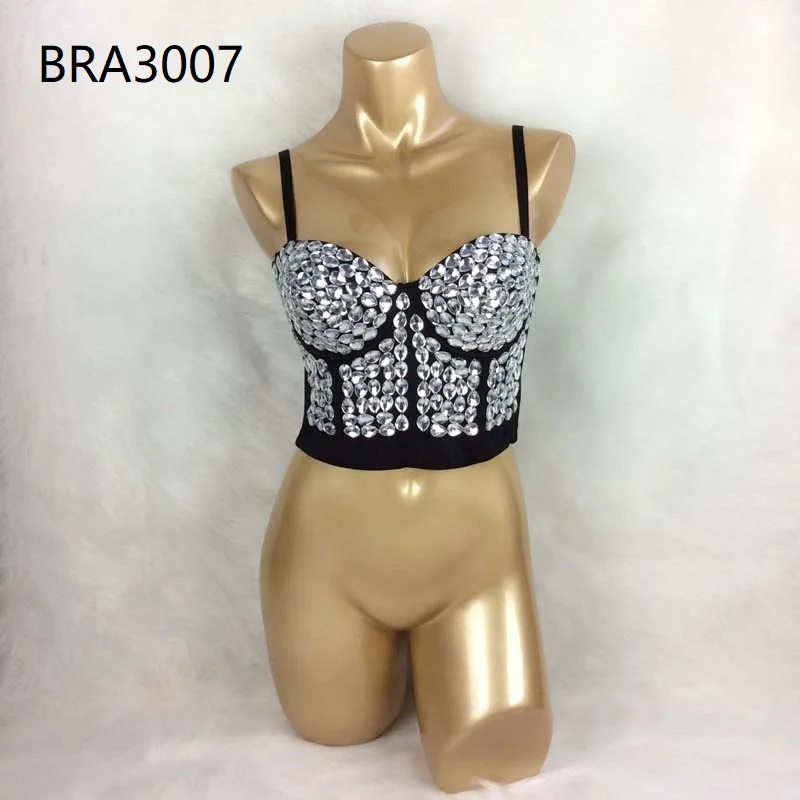 New Sexy Women's Punk Style Beaded Party Club Bra Black Push Up Diamond Rave Studded Bra Nightclub Costumes Bras Clubwear 3007
New Sexy Women's Punk Style Beaded Party Club Bra Black Push Up Diamond Rave Studded Bra Nightclub Costumes Bras Clubwear 3007