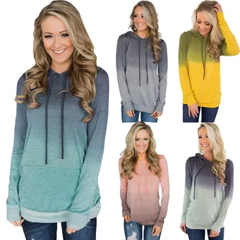 2019 New Spring Autumn Woman Long Sleeve Gradient Hooded Print Casual Sweatshirt Pocket Drawstring Long Sleeve Hoodies Pullovers
2019 New Spring Autumn Woman Long Sleeve Gradient Hooded Print Casual Sweatshirt Pocket Drawstring Long Sleeve Hoodies Pullovers
