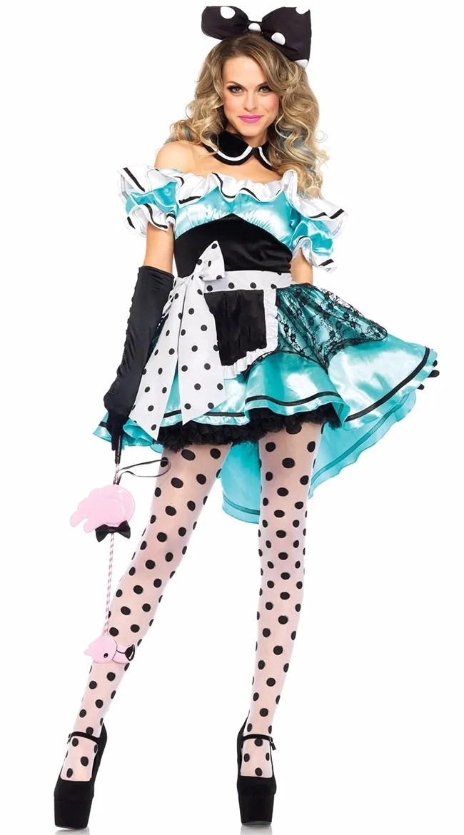 Women/'s Thigh High Poker Pattern Fancy Dress Hold Ups Alice In Wonderland Hen Do