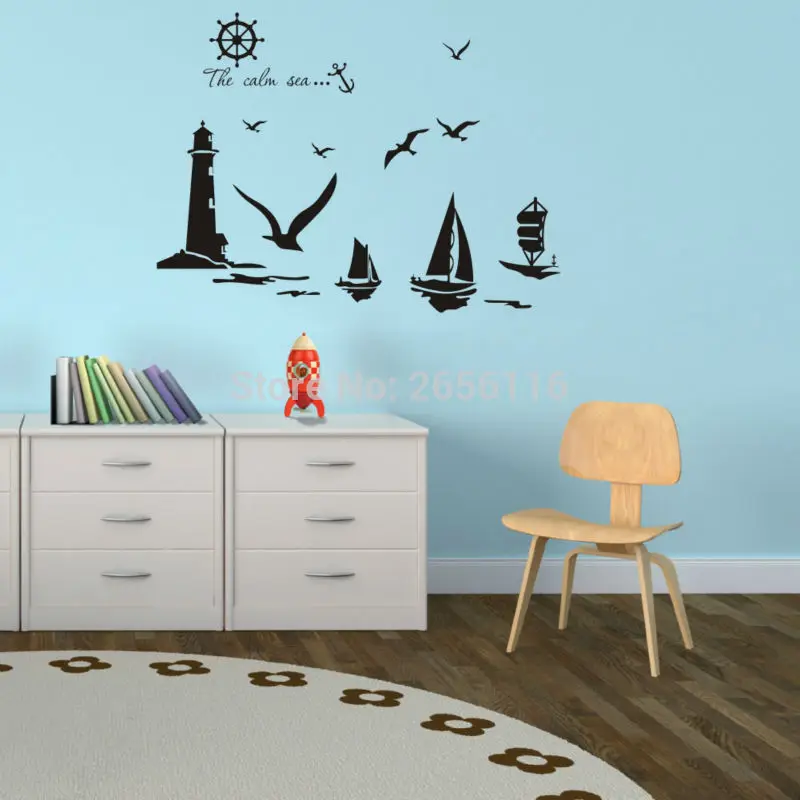 The Calm Sea DIY Wall Stickers Ocean Beacon Sea Gulls Sailing Ships Vinyl Decals and Murals for Home Decor
The Calm Sea DIY Wall Stickers Ocean Beacon Sea Gulls Sailing Ships Vinyl Decals and Murals for Home Decor