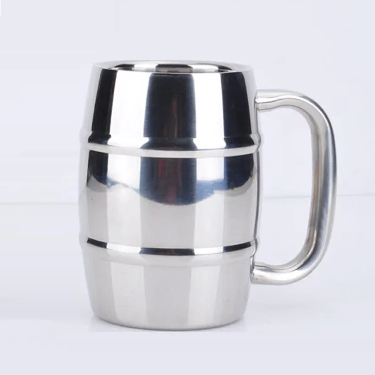 

300/410ml Bamboo Barrel Shape Double Walled Stainless Steel Beer Vodka Mugs Cup Tea Coffee Cups Camping Drinkware Travel Tumbler