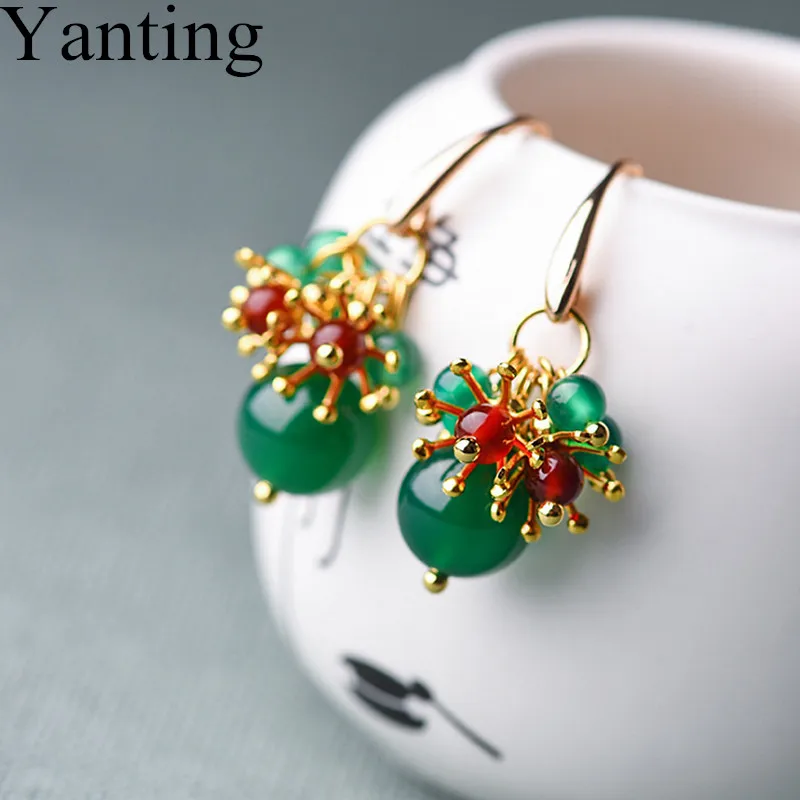 Yanting Elegant Women Earrings Handmade Ethnic Drop Earrings For Women Natural Stone Gold Color Flower Earings Gift 0422
Yanting Elegant Women Earrings Handmade Ethnic Drop Earrings For Women Natural Stone Gold Color Flower Earings Gift 0422