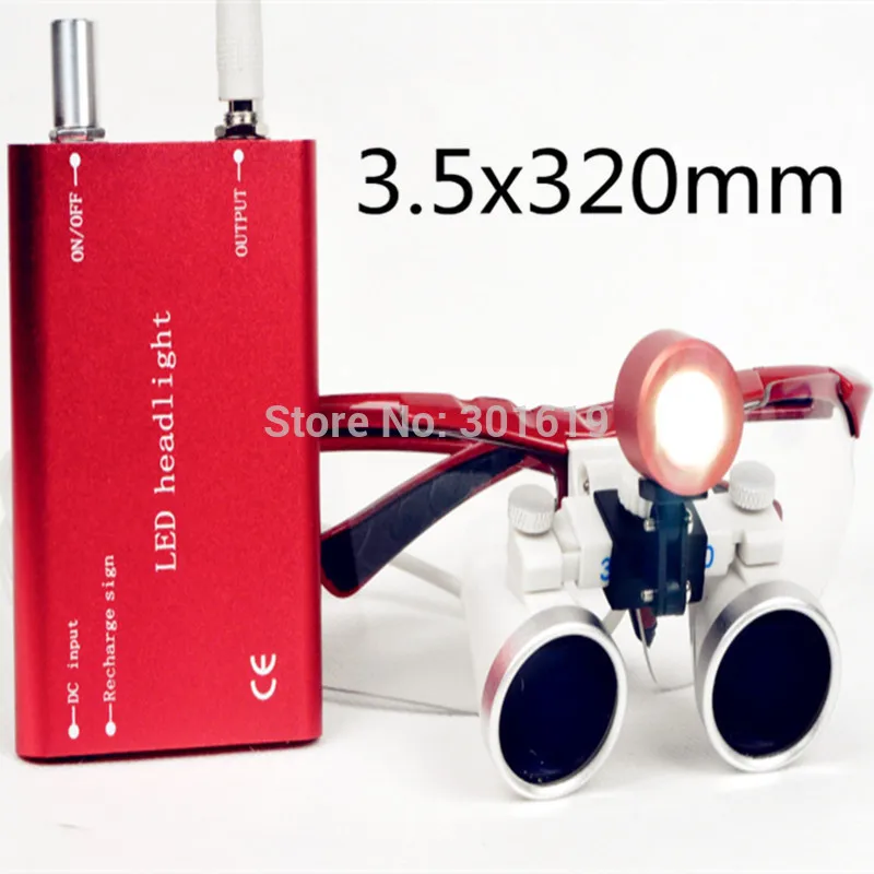 FDA CE Dental Surgical Medical Binocular Loupes 3.5X320mm Optical Glass Loupe + LED Head Light Lamp RED worldwide AAA
FDA CE Dental Surgical Medical Binocular Loupes 3.5X320mm Optical Glass Loupe + LED Head Light Lamp RED worldwide AAA