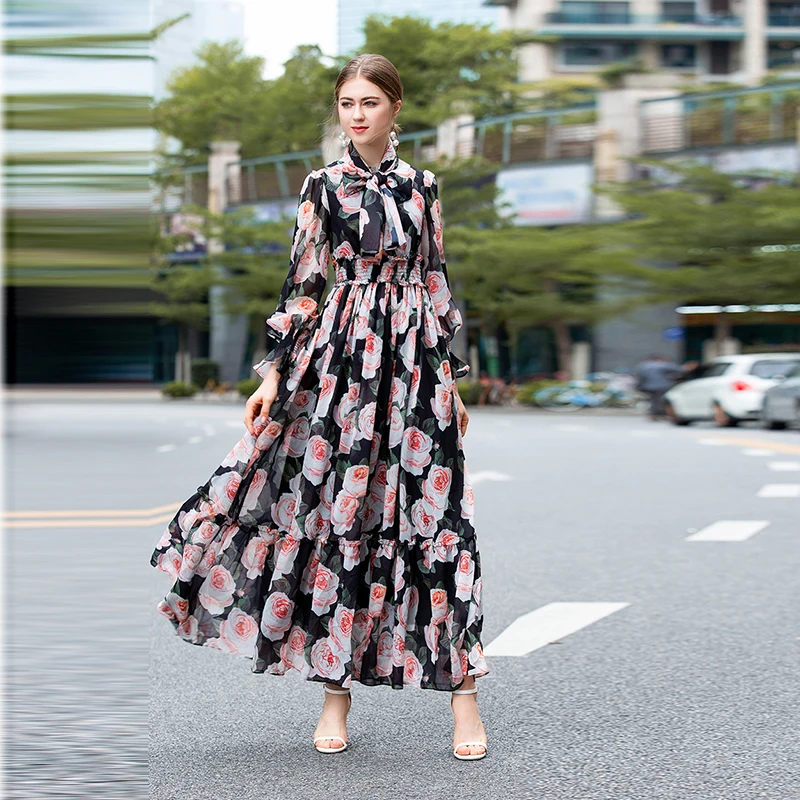 HIGH QUALITY Newest Fashion 2019 Designer Runway Maxi Dress Women's Long Sleeve Gorgeous Rose Print Long Dress
HIGH QUALITY Newest Fashion 2019 Designer Runway Maxi Dress Women's Long Sleeve Gorgeous Rose Print Long Dress
