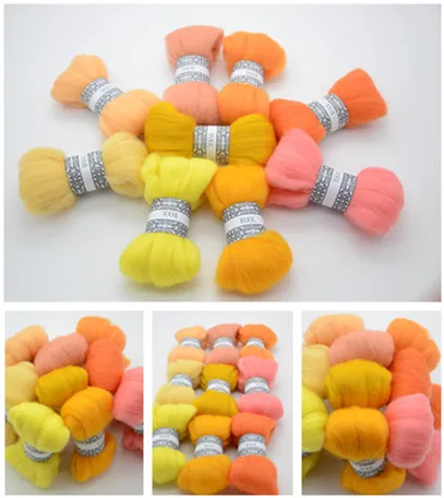 DIY Needle felt 66s wool felt poke fun soft feeling Wool Tops Roving DIY Spin " Yellow, orange series" 10g/9pcs/lot
DIY Needle felt 66s wool felt poke fun soft feeling Wool Tops Roving DIY Spin " Yellow, orange series" 10g/9pcs/lot