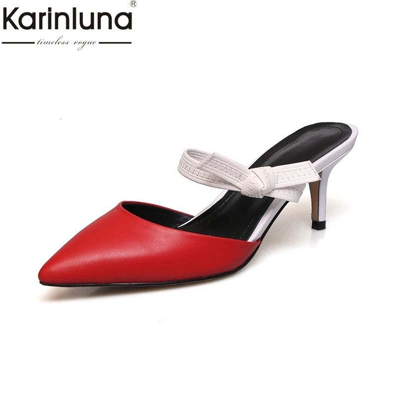 KarinLuna Genuine Leather Pointed Toe Sexy Thin Heels 2019 Brand New Chic Style Mature women's Slippers Fashion women's Shoes
KarinLuna Genuine Leather Pointed Toe Sexy Thin Heels 2019 Brand New Chic Style Mature women's Slippers Fashion women's Shoes