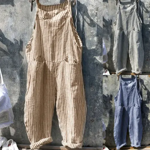 Women Dungarees Harem Strap Pants Loose Jumpsuit Baggy Trousers Overalls Pants Ladies Striped Casual Jumpsuits Clothing
Women Dungarees Harem Strap Pants Loose Jumpsuit Baggy Trousers Overalls Pants Ladies Striped Casual Jumpsuits Clothing