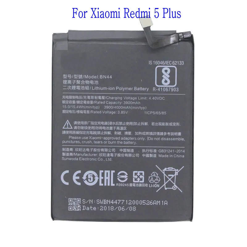 Ciszean 1x 4000mAh Original BN44 BN-44 BN 44 For Xiaomi Redmi 5 Plus High Efficiency Replacement Battery Batteries
Ciszean 1x 4000mAh Original BN44 BN-44 BN 44 For Xiaomi Redmi 5 Plus High Efficiency Replacement Battery Batteries