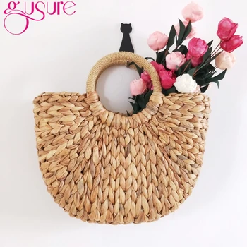 Gusure Small Handicraft Corn Straw Handbags for Women half-round Bags Round Handle Ladies Handbag Girls Summer Beach Totes
Gusure Small Handicraft Corn Straw Handbags for Women half-round Bags Round Handle Ladies Handbag Girls Summer Beach Totes