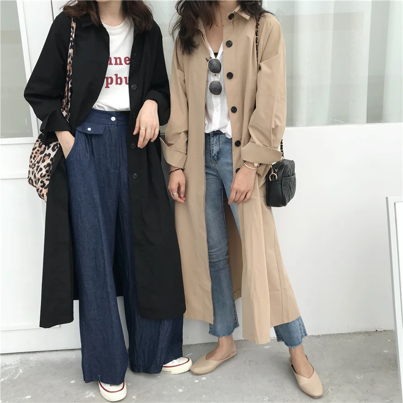 2019 Autumn Women's Casual Trench Coats Cotton Turn-down Collar Single-breasted Trench Oversize Outerwear Khaki Female Coats
2019 Autumn Women's Casual Trench Coats Cotton Turn-down Collar Single-breasted Trench Oversize Outerwear Khaki Female Coats