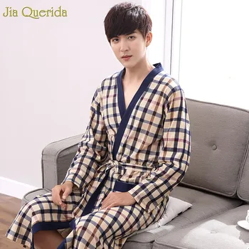 Long Sleeve Nightgown Men Bath Robes Mens Kimono Chinese 100% Cotton Plaid Sleeping Gown Bath Robe Male Spring Autumn Bathrobes
Long Sleeve Nightgown Men Bath Robes Mens Kimono Chinese 100% Cotton Plaid Sleeping Gown Bath Robe Male Spring Autumn Bathrobes